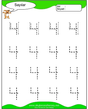 okul öncesi 1 sayısı çizgi çalışması